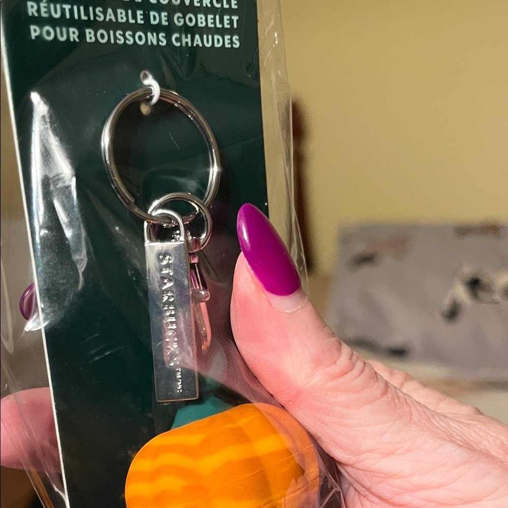 NIP Starbucks Orange Pumpkin Lid Stopper Keychain New Aug 2025 Fall Design - Picture 6 of 9